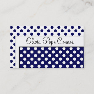 Navy Blue Polka Dot Professional Visitekaartjes