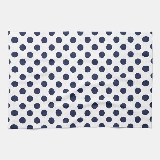 Navy Blue Polka Dot Theedoek (Horizontaal)