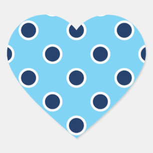 Navy Blue Polka Dots op Sky Blue Stickers
