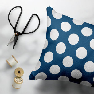 Navy Blue Polka Dots, Polka Dot Pattern, Stippen Accent Kussen