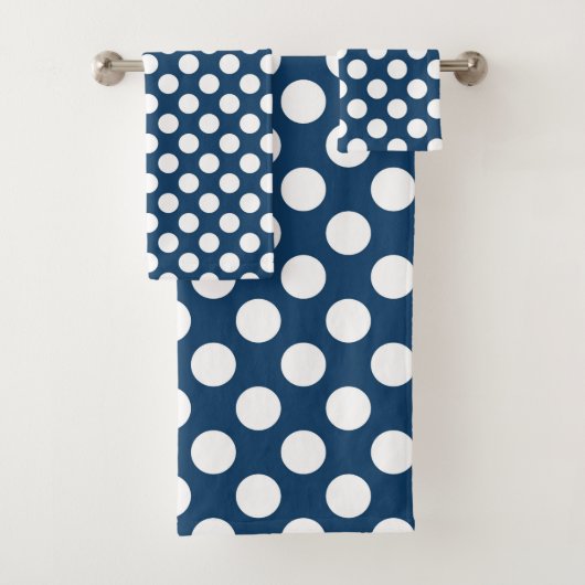 Navy Blue Polka Dots, Polka Dot Pattern, Stippen Bad Handdoek (Insitu)