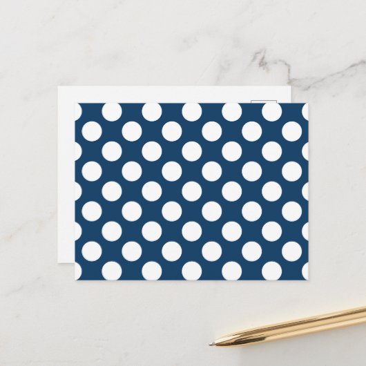Navy Blue Polka Dots, Polka Dot Pattern, Stippen Briefkaart (Voorkant / Achterkant in situ)