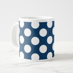 Navy Blue Polka Dots, Polka Dot Pattern, Stippen Extra Grote Beker