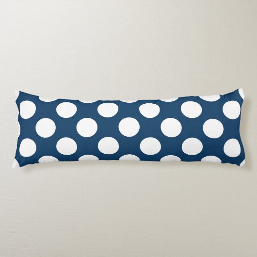 Navy Blue Polka Dots, Polka Dot Pattern, Stippen Lichaamskussen (Voorkant)