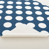 Navy Blue Polka Dots, Polka Dot Pattern, Stippen Sherpa Deken (3/4)