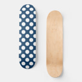 Navy Blue Polka Dots, Polka Dot Pattern, Stippen Skateboard (Voorkant)