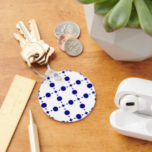 Navy Blue Polka Dots, Polka Dot Pattern, Stippen Sleutelhanger