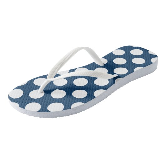 Navy Blue Polka Dots, Polka Dot Pattern, Stippen Teenslippers (Schuin)