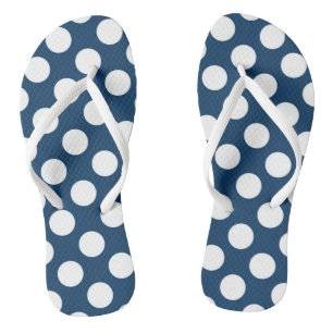 Navy Blue Polka Dots, Polka Dot Pattern, Stippen Teenslippers