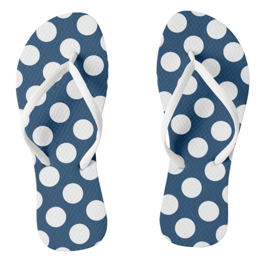 Navy Blue Polka Dots, Polka Dot Pattern, Stippen Teenslippers (Voetbed)