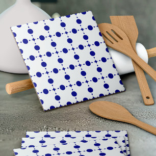 Navy Blue Polka Dots, Polka Dot Pattern, Stippen Tegeltje