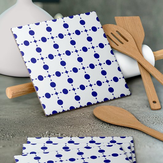 Navy Blue Polka Dots, Polka Dot Pattern, Stippen Tegeltje