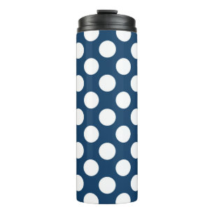 Navy Blue Polka Dots, Polka Dot Pattern, Stippen Thermosbeker