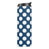 Navy Blue Polka Dots, Polka Dot Pattern, Stippen Thermosbeker (Gedraaid links)