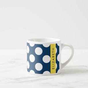 Navy Blue Polka stippen, Polka dotpatroon, Jouw na Espresso Kop