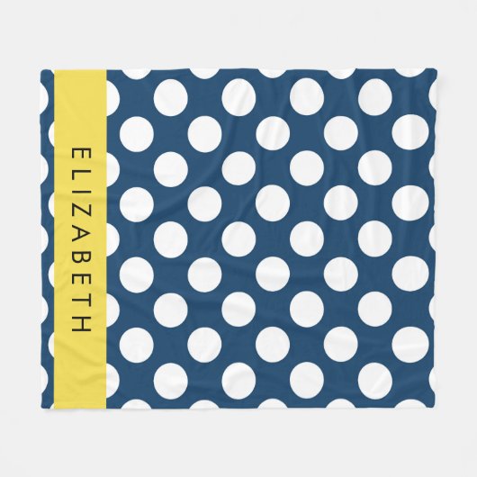Navy Blue Polka stippen, Polka dotpatroon, Jouw na Fleece Deken (Voorkant (Horizontaal))