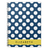 Navy Blue Polka stippen, Polka dotpatroon, Jouw na Notitieboek (Voorkant)