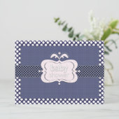 Navy Blue Polkadot Baby Shower Invitations (Debout devant)