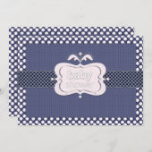 Navy Blue Polkadot Baby Shower Uitnodigingen (Voorkant / Achterkant)