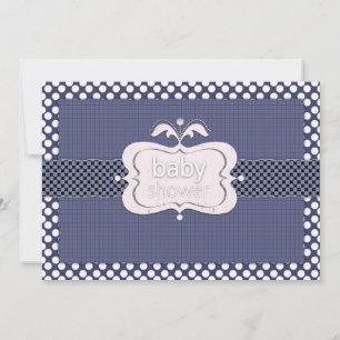 Navy Blue Polkadot Baby Shower Uitnodigingen