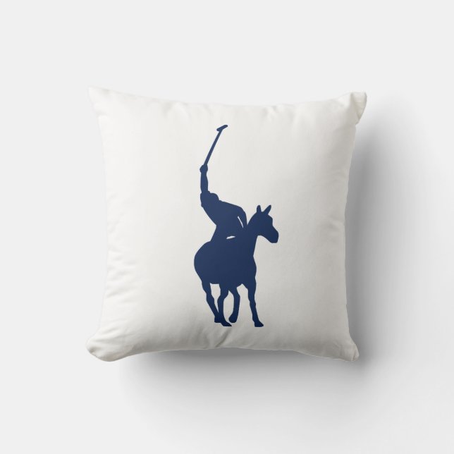 Navy Blue Polo Player Pillow Kussen (Voorkant)