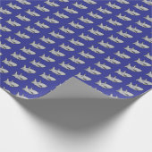 Navy Blue Pool Party Strand Verjaardag Haai Cadeaupapier (Hoek)