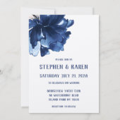 Navy Blue Poppy Elegant Mariage Invitation (Dos)