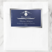 Navy Blue Product Label Silver Frame Logo Monogram (Tas)