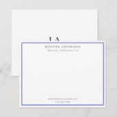 Navy Blue Professional-minimalismonogram Notitiekaartje (Voorkant / Achterkant)