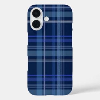 Navy Blue Pset Tartan Cute Retro esthetics iPhone 16 Hoesje