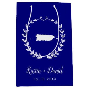 Navy Blue Puerto Rico Map Wedding Welcome Swag Medium Cadeauzakje