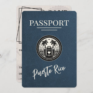 Navy Blue Puerto Rico Passport Save The Date