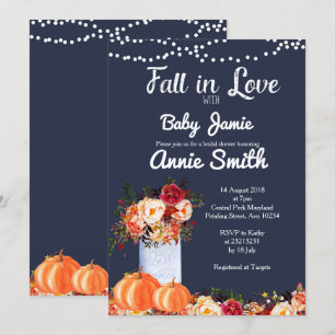Navy Blue Pumpkin baby shower uitnodiging