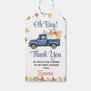 Navy Blue Pumpkin Truck Herfst Baby shower Cadeaulabel