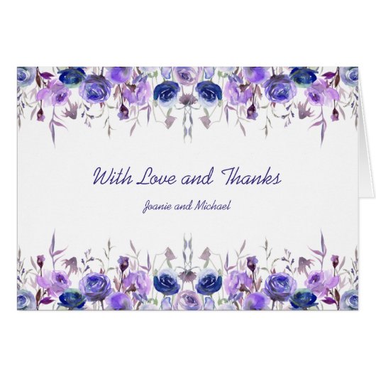 Navy Blue Purple Lavender Roses Thank You (Voorkant Horizontaal)