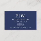 Navy Blue QR Code Foto Monogram Minimalistisch Visitekaartje (Achterkant)