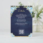 Navy Blue QR Code Gift Registry Baby shower Informatiekaartje (Staand voorkant)