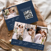 Navy Blue QR Code Save the Date 4 Foto0