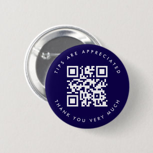 Navy Blue QR Code Tip Ronde Button 5,7 Cm