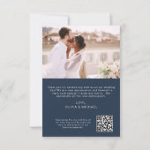 Navy Blue QR Code Wedding Dank u Foto Bedankkaart (Achterkant)