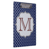 Navy Blue Quarterfoil Latti Monogram Clip Board Klembord (Rechts)