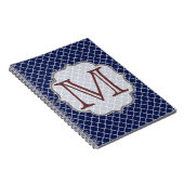 Navy Blue Quaterfoil Latti Monogram Notitieboek (Rechterzijde)