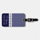 Navy Blue Quatrefoil Bagagelabel (Voorkant horizontaal)