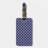 Navy Blue Quatrefoil Bagagelabel (Achterkant verticaal)