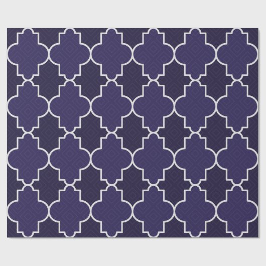 Navy Blue Quatrefoil geometrisch patroon Cadeaupapier (Vlak)
