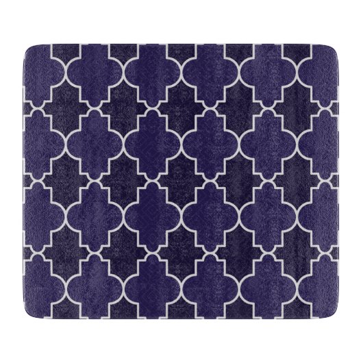 Navy Blue Quatrefoil geometrisch patroon Snijplank (Voorkant)