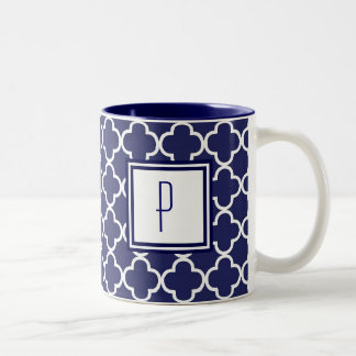 Navy Blue Quatrefoil Monogram Mok