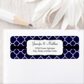 Navy Blue Quatrefoil Pattern Etiket (Insitu)