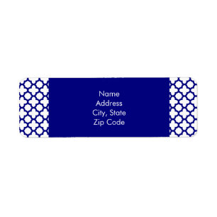 Navy Blue Quatrefoil Pattern Etiket