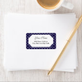 Navy Blue Quatrefoil Pattern Etiket (Insitu)
